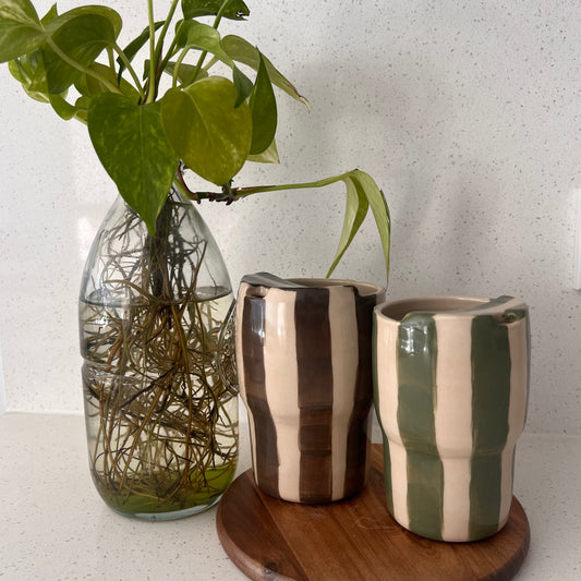 striped travel cup